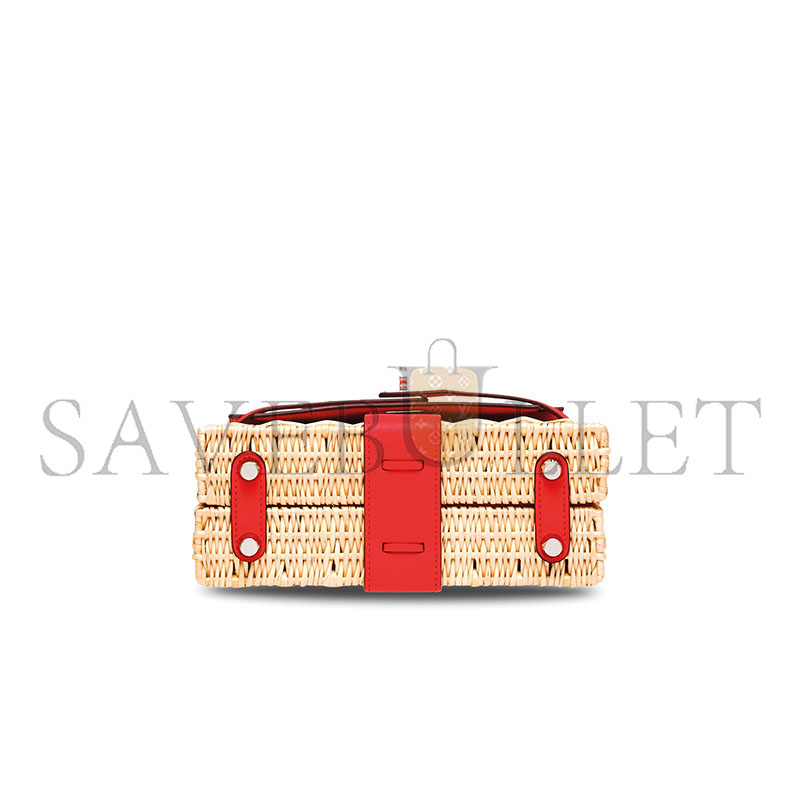 HERMÈS MASTER ROUGE DE COEUR SWIFT LEATHER & OSIER MINI PICNIC KELLY 20 WITH PALLADIUM HARDWARE (20*14*8cm)